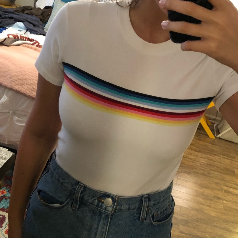 Forever 21 Rainbow Stripe T shirt